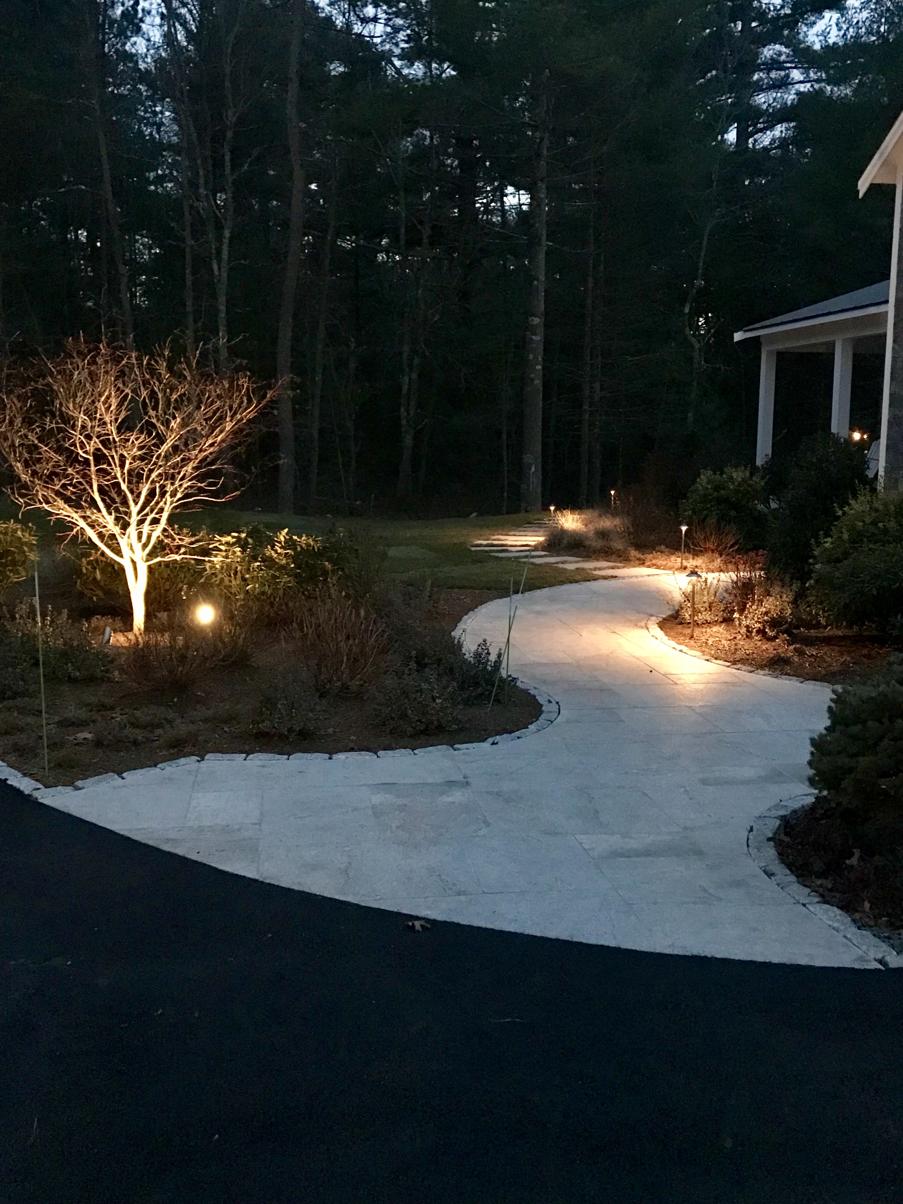 entry walk at night with lighting